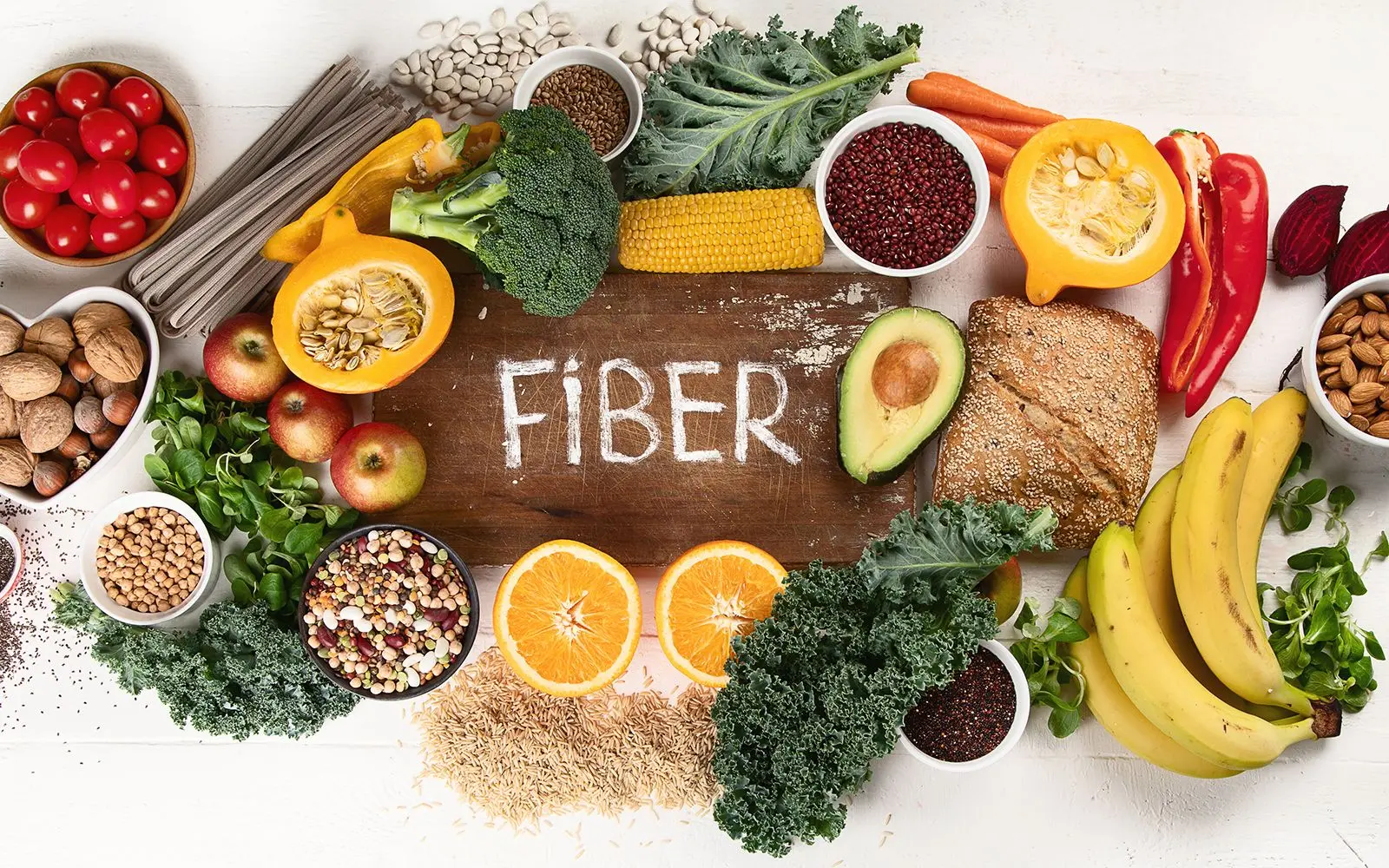 Diverse matvarer med fiber