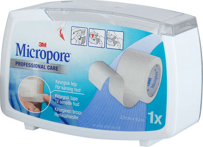 Micropore Tape, Professional Care hvit 2,5cmx9,14m m/lukket dispenser 1stk