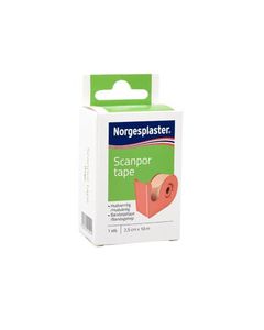 Scanpor Bandasjetape 2,5cm x 10m hudfarget med dispenser