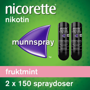 Nicorette Fruktmint munnspray 1 mg nikotin, 300 spray, slutte å røyke