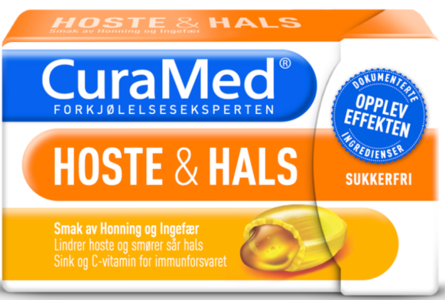 Curamed hoste & hals honning  og ingefær 16 stk