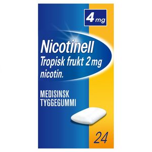 Nicotinell Tropisk frukt tyggegum 4 mg, Slutte å røyke, 24 stk