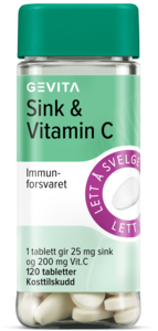 Gevita Sink & Vitamin C 120 tabletter