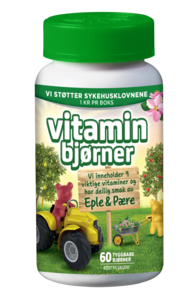 Vitaminbjørner med smak av eple og pære 60 tyggetabletter