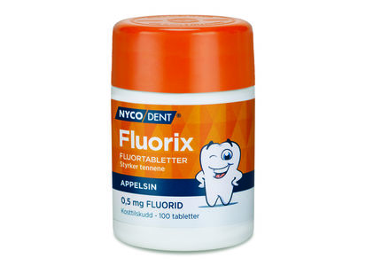 Nycodent Fluorix fluortabletter 0,5mg med appelsinsmak 100 stk