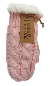 Strikkede votter til barn - Pale Pink
