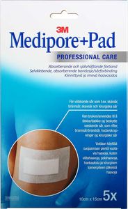 Medipore + Pad - selvklebende og absorberende bandasje 10 x 15 cm 5 stk