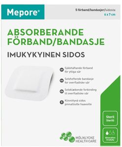 Mepore selvheftende bandasje 6x7cm 5 stk