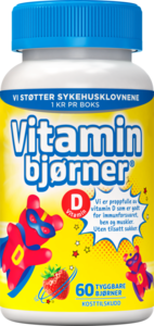 Vitaminbjørner vit-D tyggetabletter jordbærsmak 60stk