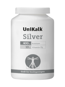 Unikalk Silver, 400 mg kalsium og 10 mcg vitamin D. 180 tabletter