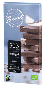 Berit Nordstrand økologisk sjokolade med 50% kakao og kokossmak