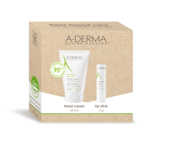 A-Derma gavesett håndkrem 50 ml & leppepomade 4 g