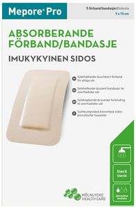 Mepore Pro dusjtett bandasje 9 x 15 cm 5 stk