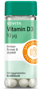 Gevita D-vitamin 10mcg 120 tyggetabletter