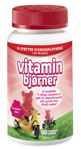 Vitaminbjørner tyggetabletter med bringebærsmak 60 stk