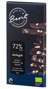 Berit Nordstrand økologisk sjokoloade 72% quinoa, mandler og havsalt