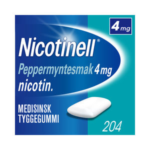 Nicotinell Peppermyntesmak tyggegum 4 mg, Slutte å røyke, 204 stk