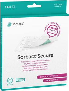 Sorbact Secure plaster 8x10cm 5 stk