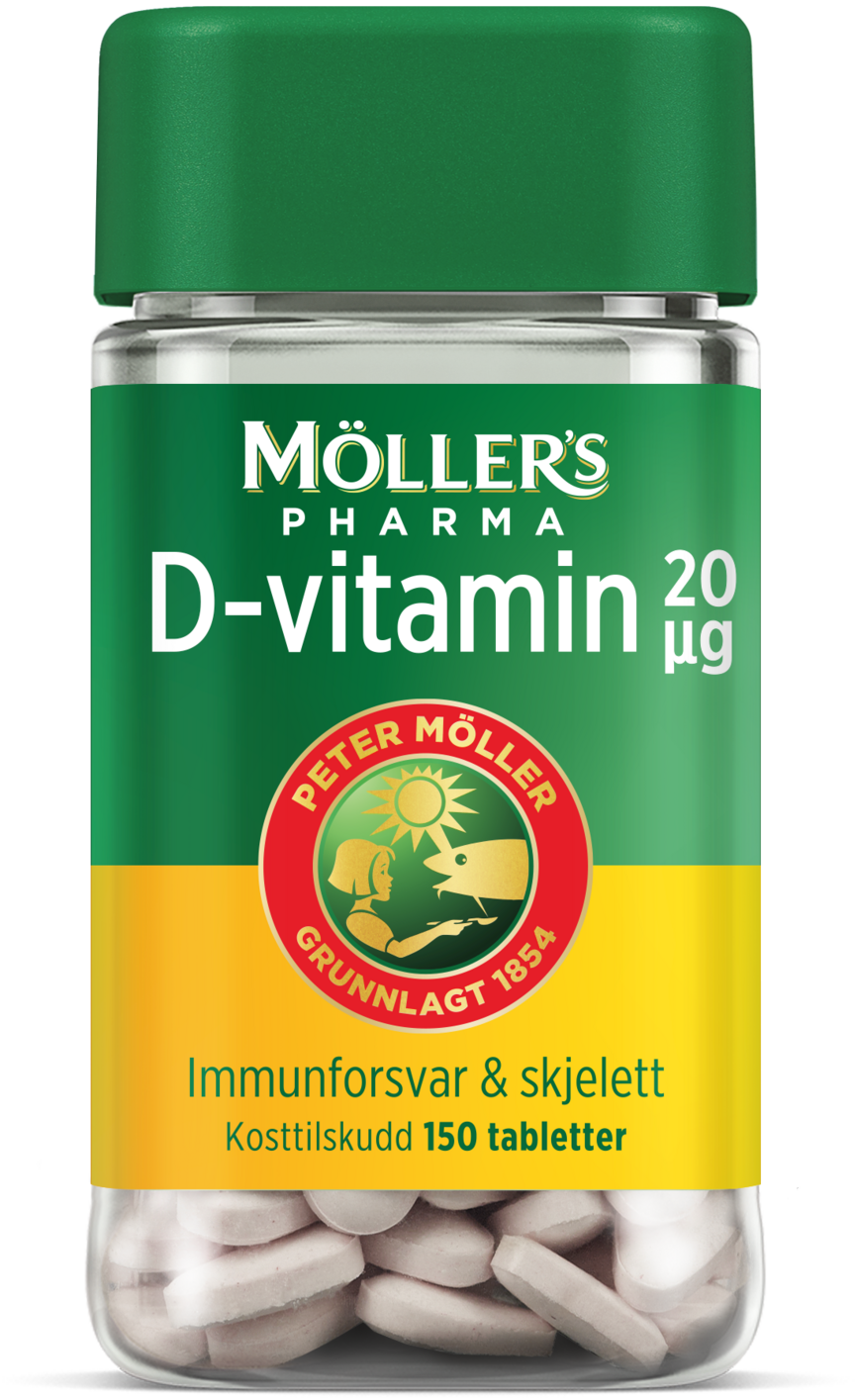 Kjøp Möller's Pharma D-vitamin 20µg 150 tabletter 150 stk på nett ...