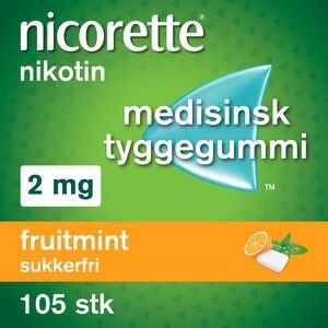 Nicorette Fruitmint tyggegummi 2 mg nikotin, slutte å røyke