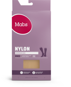 Mabs Nylon kompresjonsstrømpe kne sand L 1 par