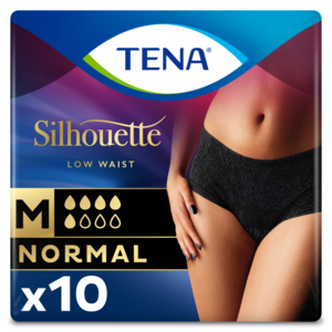 TENA Silhouette Normal Low Waist buksebleie sort M 10 stk