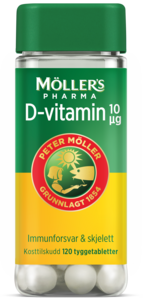 Möller's Pharma Vitamin-D 10µg 120 tyggetabletter med appelsinsmak 120 tyggetabletter