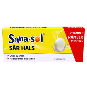 Sana-Sol Sår Hals sugtabletter med sitronsmak 20 stk