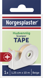 Scanpor bandasjetape beige med dispenser 1,25cmx10m 1 stk