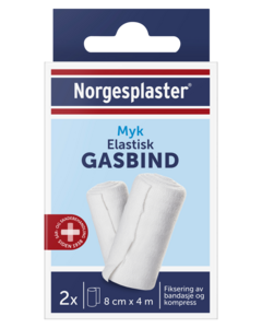 Norgesplaster elastisk gasbind 8cmx4m 2 stk