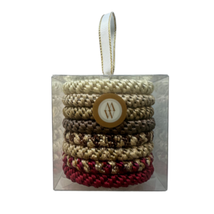 Hårstrikker gavepakke rød/beige 8 stk