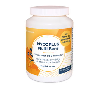 Nycoplus multi barn tyggetablett med tropisk smak 100 stk