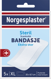 Norgesplaster Scankvikk bandasje hvit 20x9,7cm 5 stk