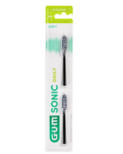GUM Sonic Daily børstehoder refill 2 stk Sort Soft