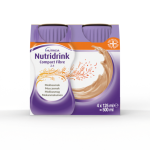 Nutridrink Compact Fibre næringsdrikk kaffe/mokka 4x125 ml