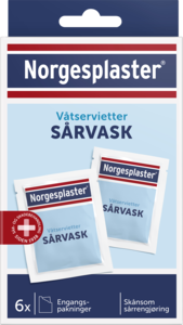 Norgesplaster sårvask våtservietter 6 stk