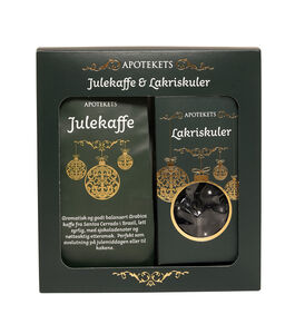 Apotekets gavesett julekaffe og lakriskuler