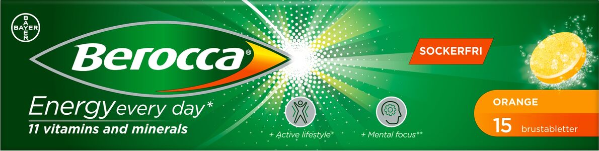 Berocca Energy brusetablett med appelsinsmak 15 stk