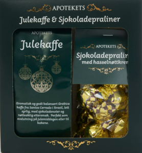 Apotekets gavesett julekaffe og sjokoladekuler
