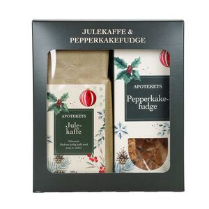 Apotekets gavesett julekaffe og pepperkakefudge