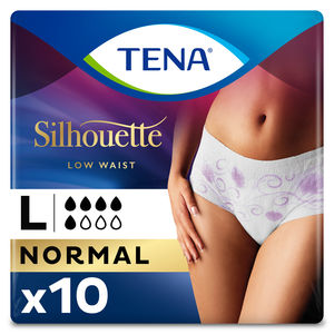 TENA Silhouette Normal Low Waist buksebleie str. L 10 stk Hvit