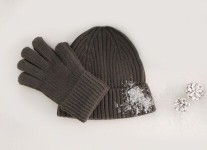 Ullsett til herre med lue og vanter