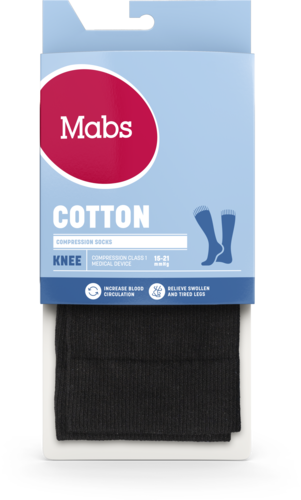 Mabs Bomull knestrømpe sort M 1 par