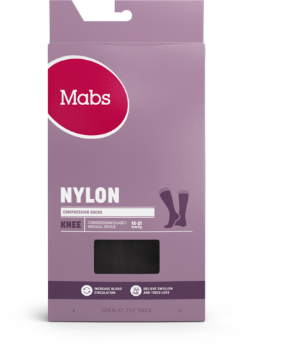 Mabs Nylon kompresjonsstrømpe kne sort XL 1 par