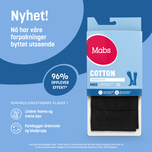 Mabs Bomull knestrømpe sort M 1 par