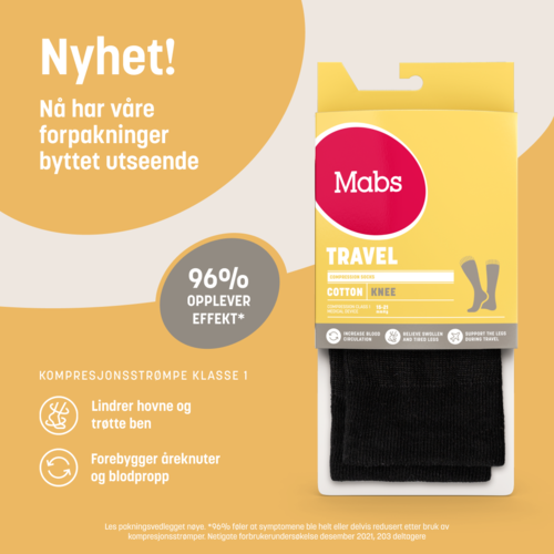 Mabs Travel kompresjonsstrømpe kne sort XL 1 par