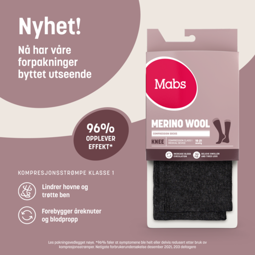 Mabs Ull kompresjonsstrømpe kne sort XL 1 par