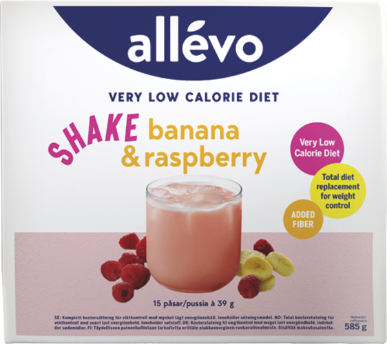 Allevo VLCD shake banana & raspberry 15 x 39 g