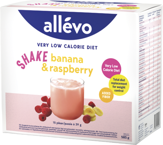 Allevo VLCD shake banana & raspberry 15 x 39 g