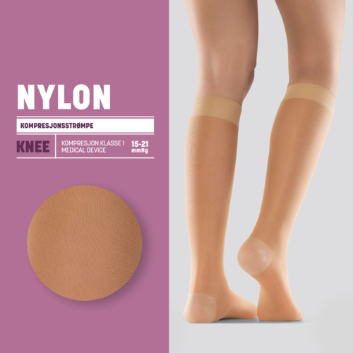 Mabs Nylon kompresjonsstrømpe kne sand L 1 par